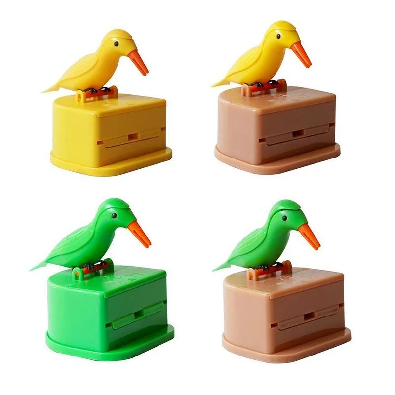 Small Bird Toothpick Container Automatic Dispenser Toothpick Holder Storage Box Bamboo Toothpicks