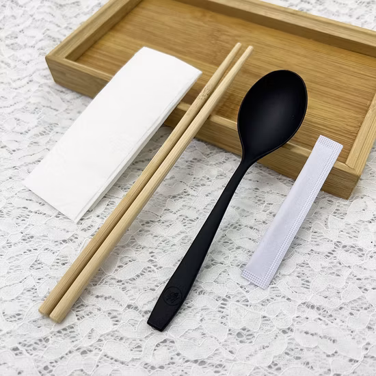 Bacchette usa e getta in pellicola di carta Kraft Set stuzzicadenti in carta velina cucchiaio personalizzato all'ingrosso