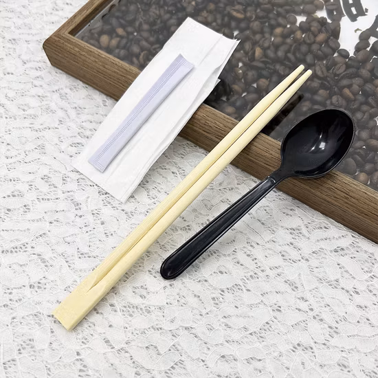 Bacchette usa e getta in pellicola di carta Kraft Set stuzzicadenti in carta velina cucchiaio personalizzato all'ingrosso